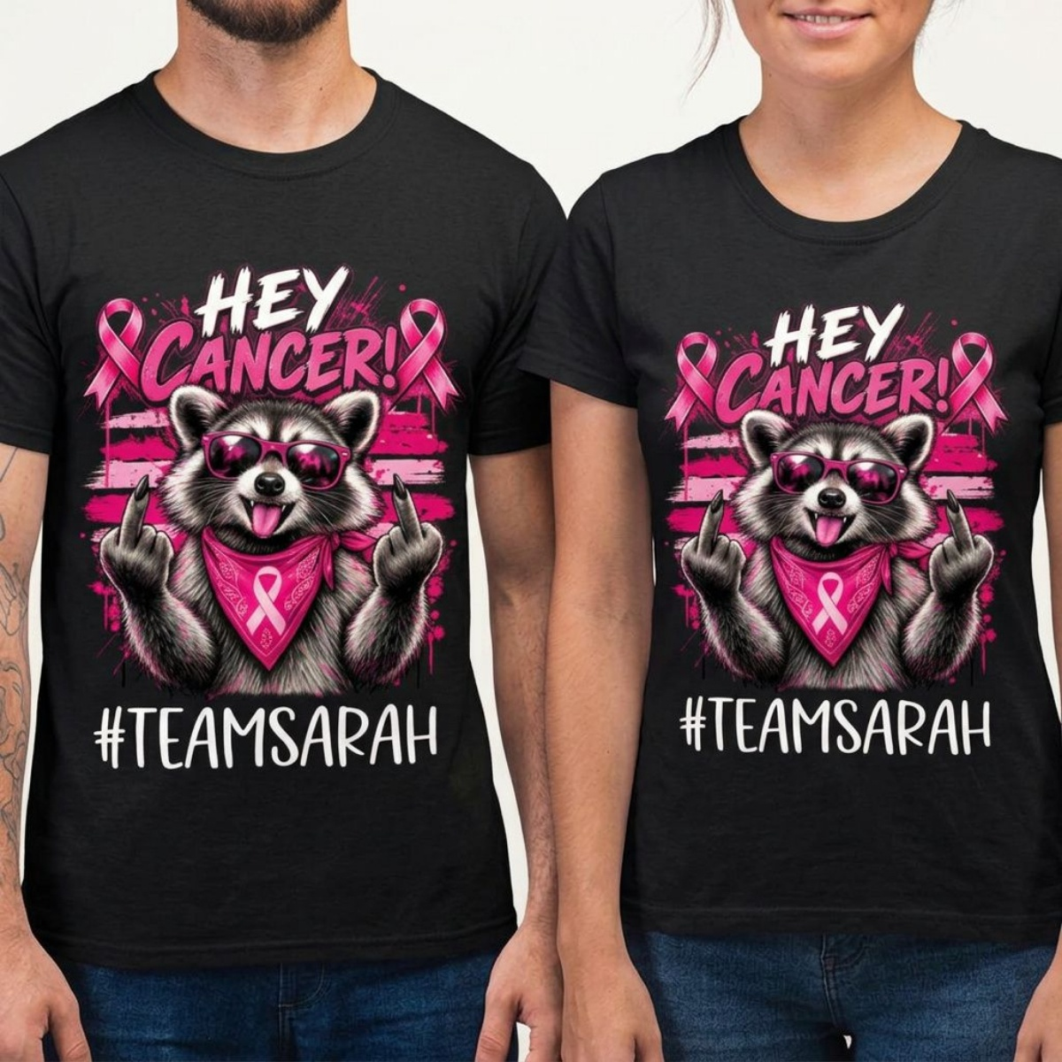 Hey Cancer Custom Breast Cancer Awareness Custom Name Men's T-Shirt - Hero-0