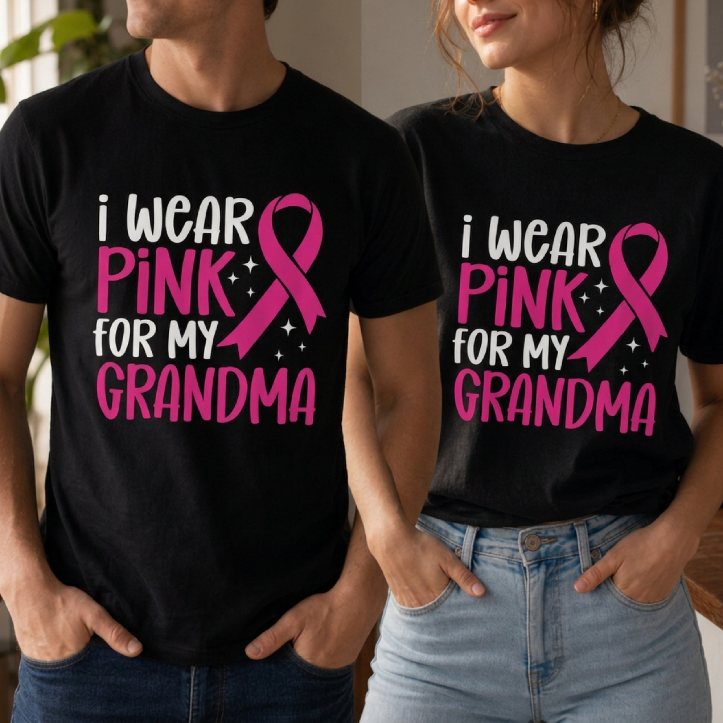 I Wear Pink For My Custom Text Personalized Breast Cancer Awareness Custom Name Men's T-Shirt - Hero-0