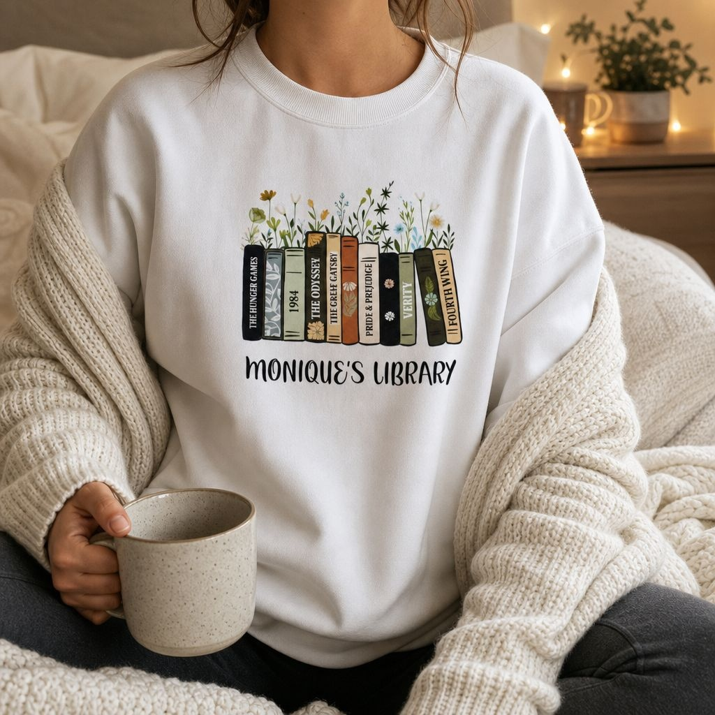Personalized Library Book Names Men's Sweatshirt - Hero-0