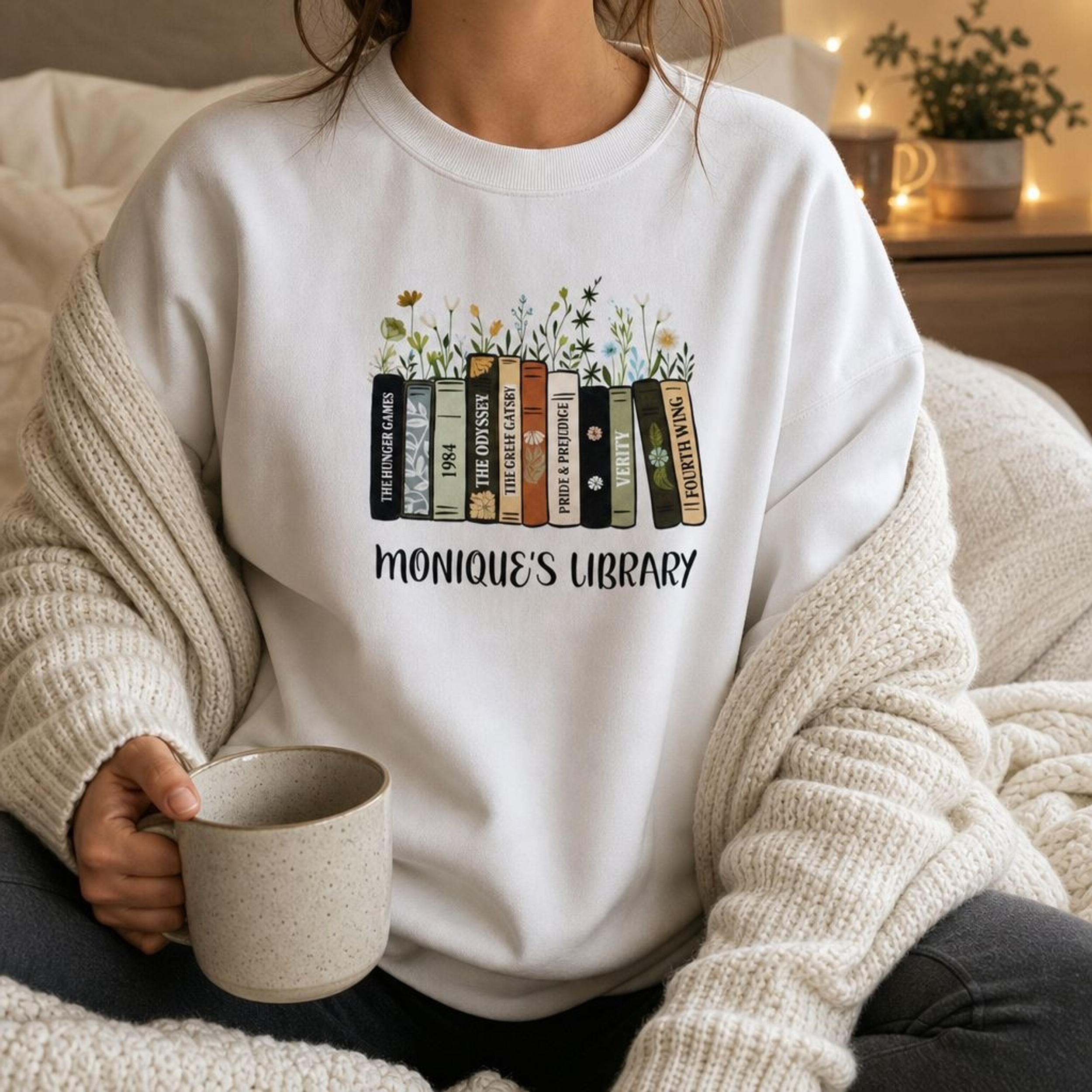 Personalized Library Book Names Men's Sweatshirt - Hero-0