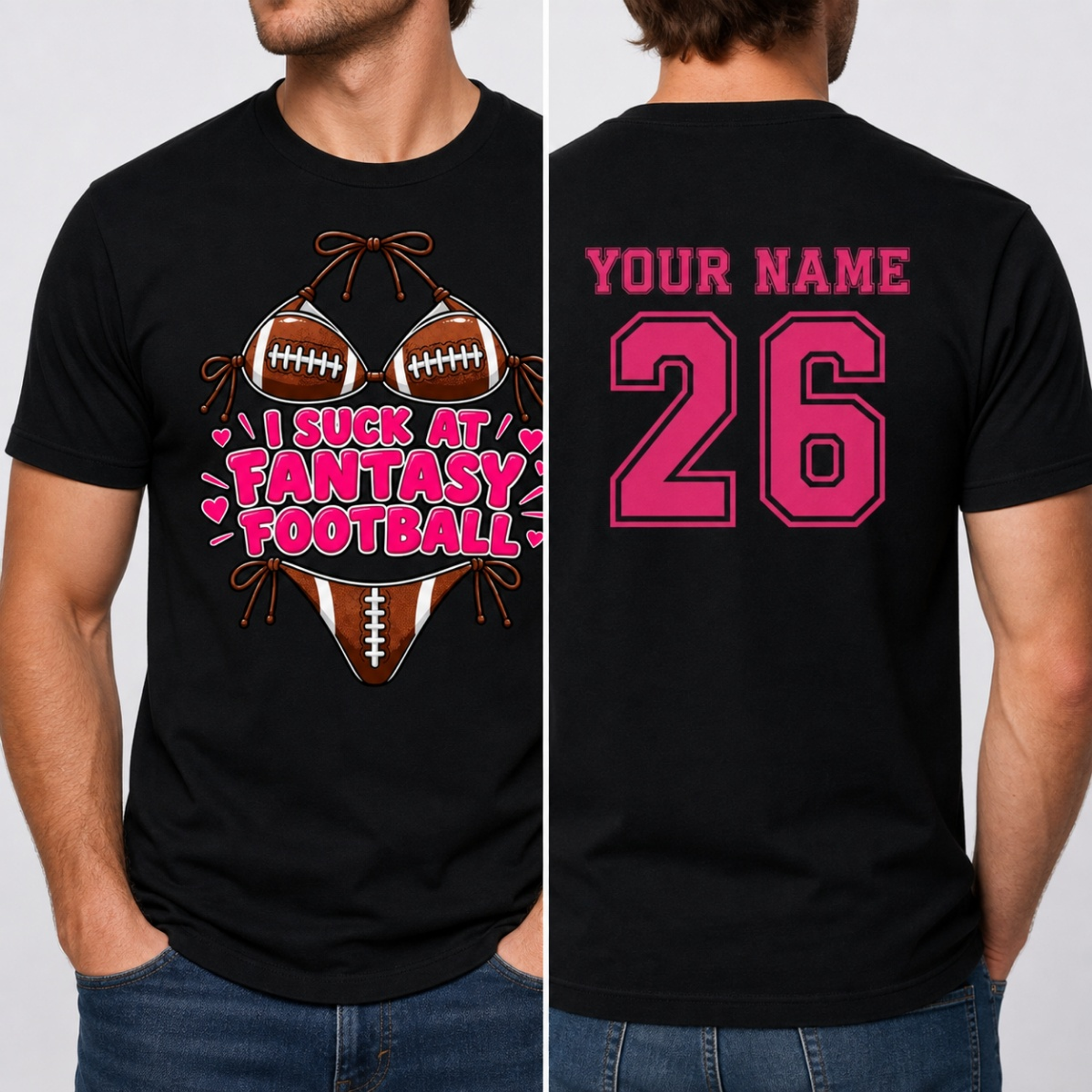 I Suck At Fantasy Bikini Funny Personalized Fantasy Football T-Shirt Front