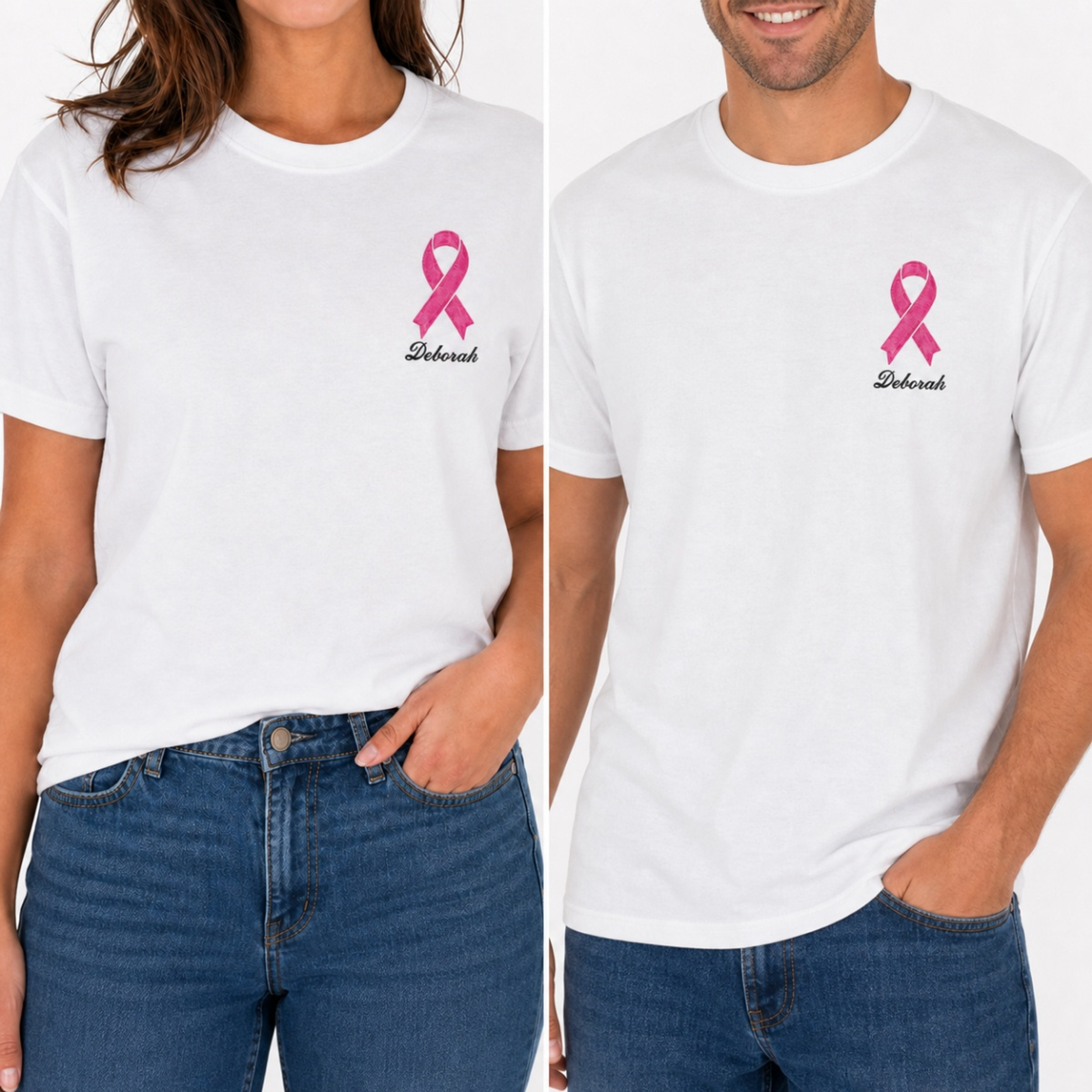 Breast Cancer Awareness Ribbon Custom Name Personalized T-Shirt - Hero-0