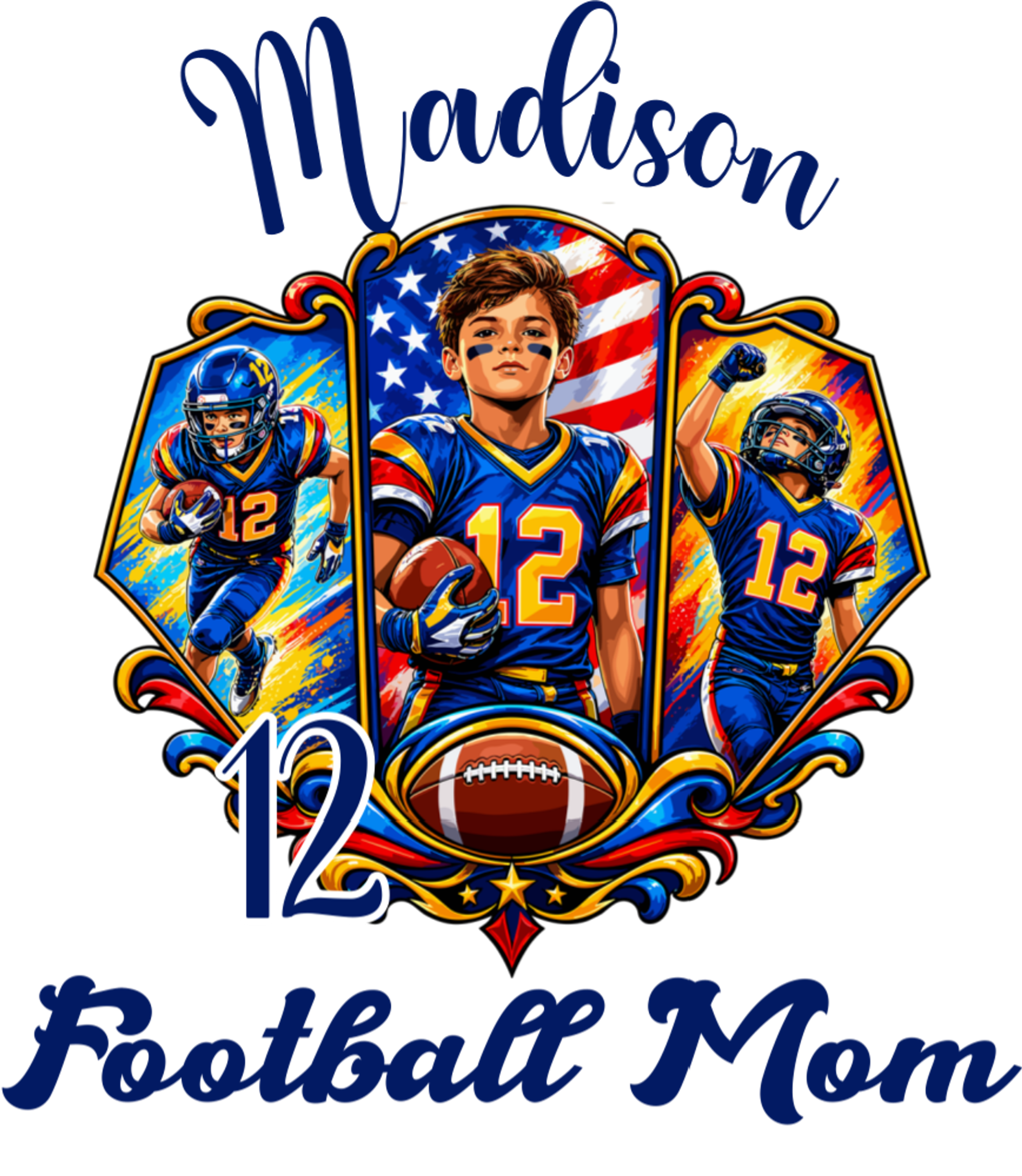 Football Championship Spirit Graphic -  Custom Name & Number Design