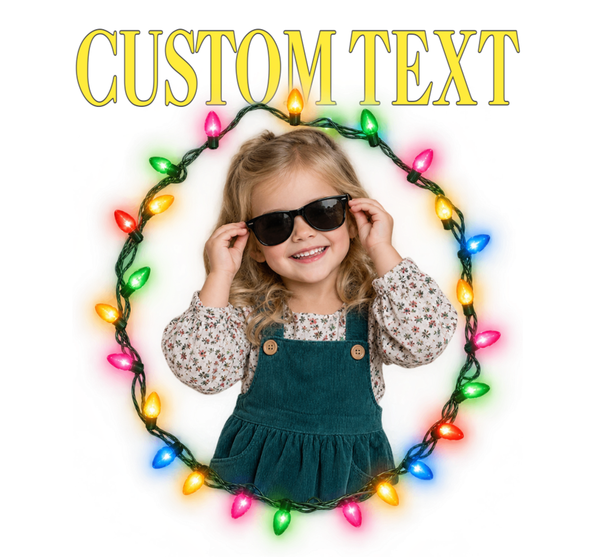 Custom Photo Christmas Personalized Text Gift - Vintage Christmas Lights Photo Collage Design