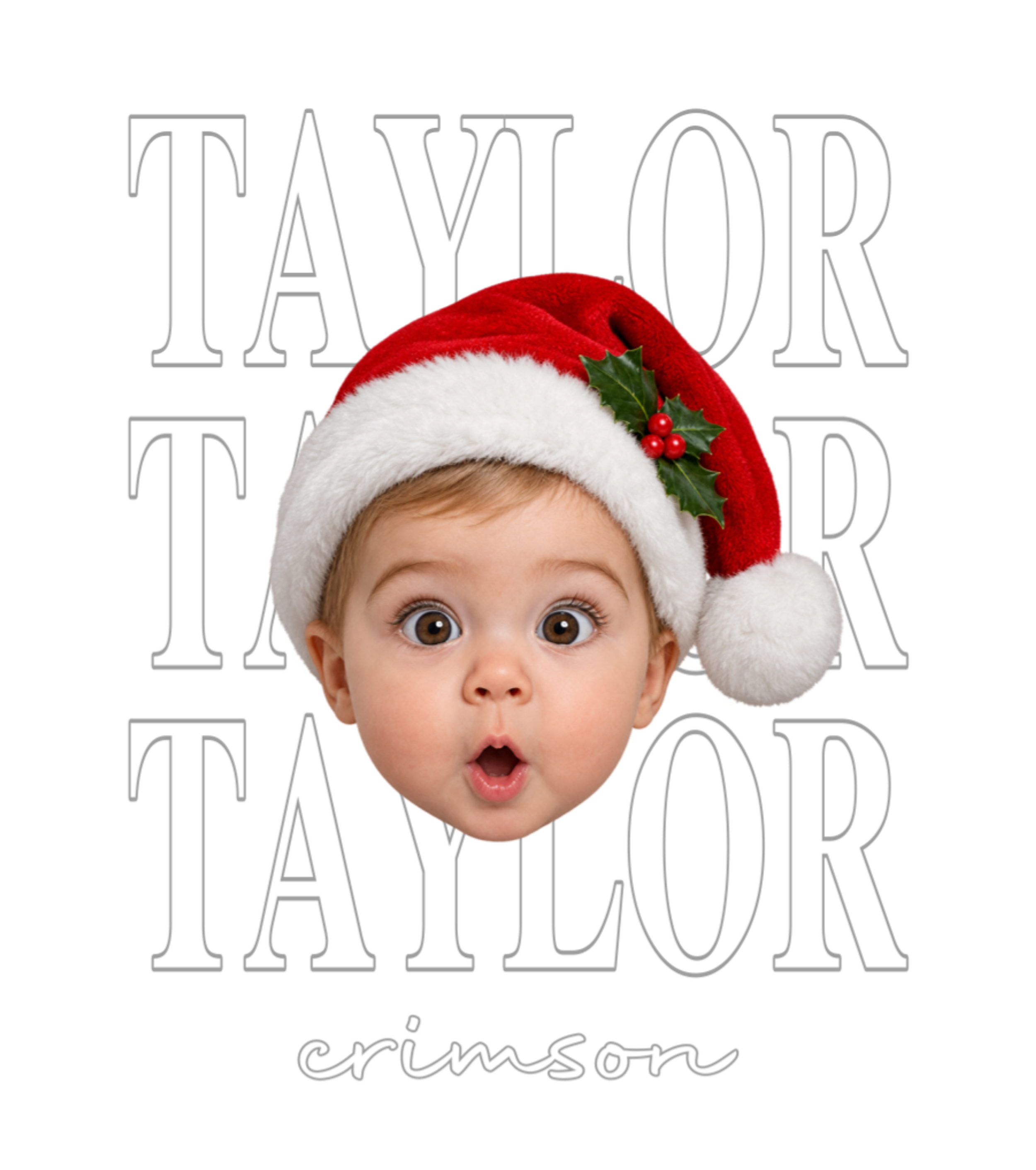 Personalized Christmas Photo Name Custom Gift - Santa Hat Portrait Holiday Design