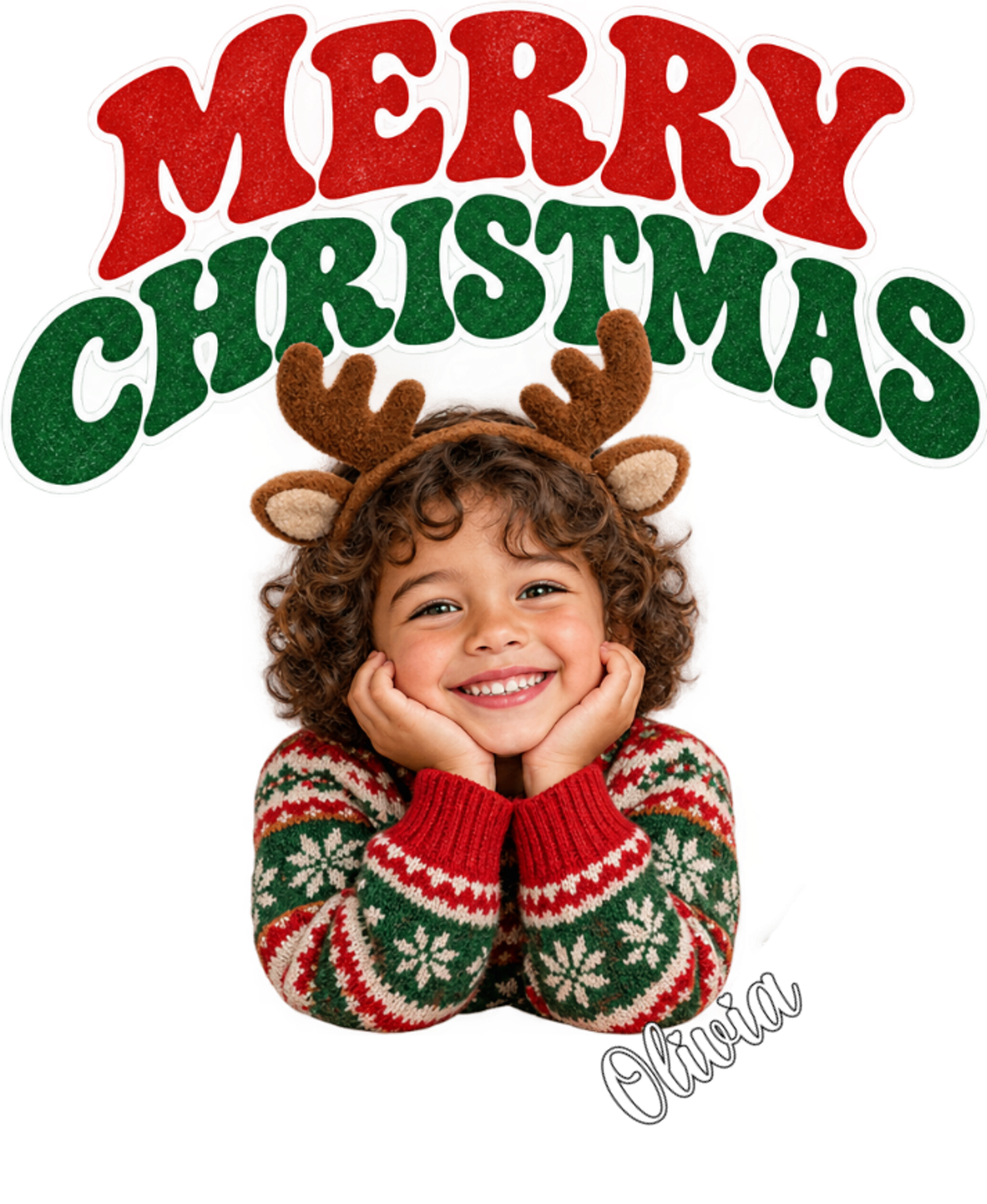 Christmas Photo Personalized Name Custom Gift - Merry Christmas Portrait Holiday Design