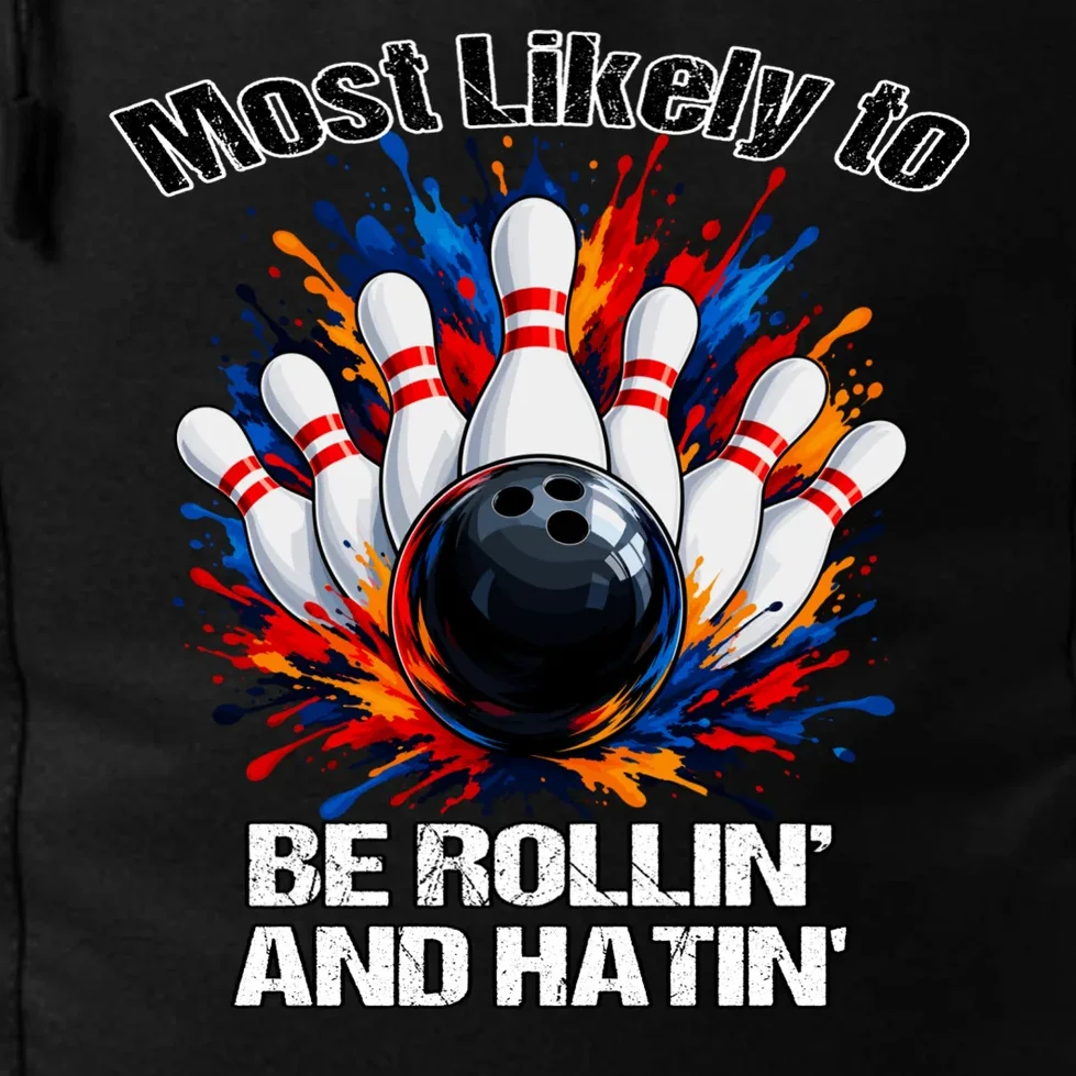 Colorful Bowling Strike – Retro Sports Graphic & Custom Text Backpack - Front - Close-up