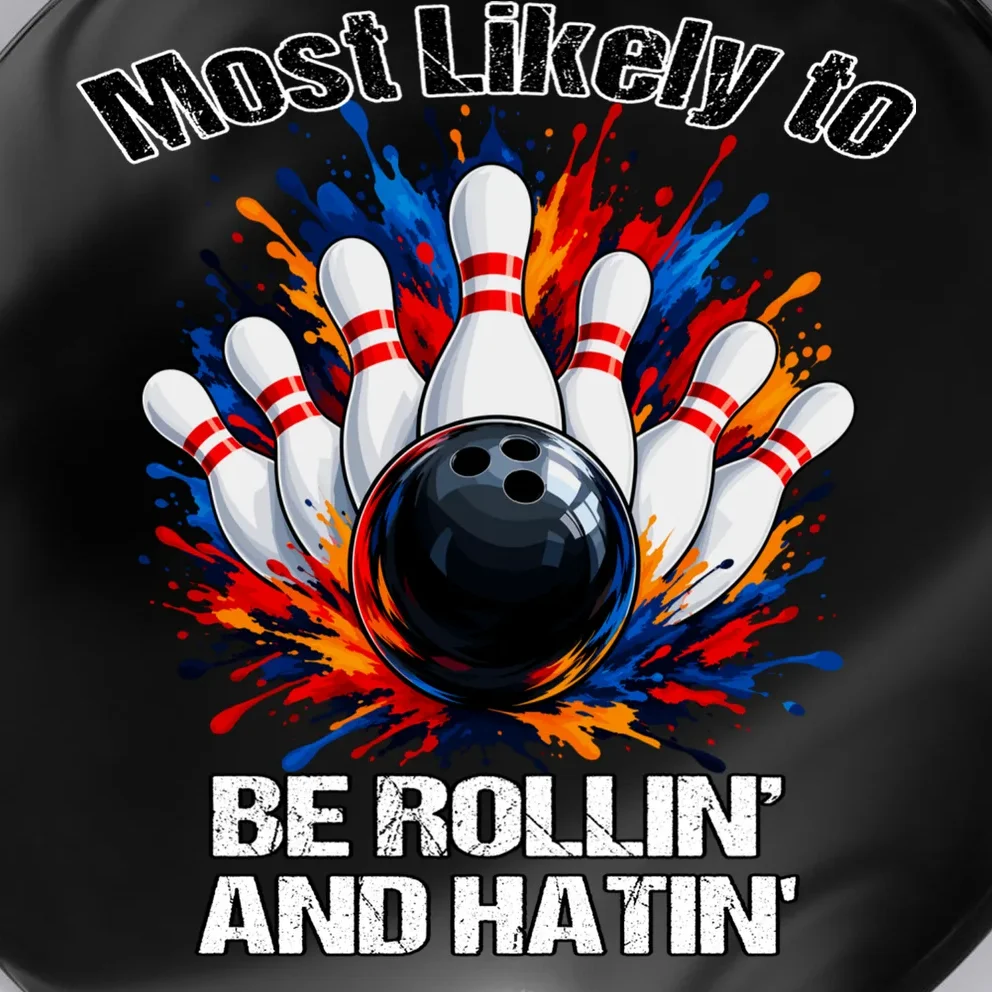 Colorful Bowling Strike – Retro Sports Graphic & Custom Text Button - Front - Close-up