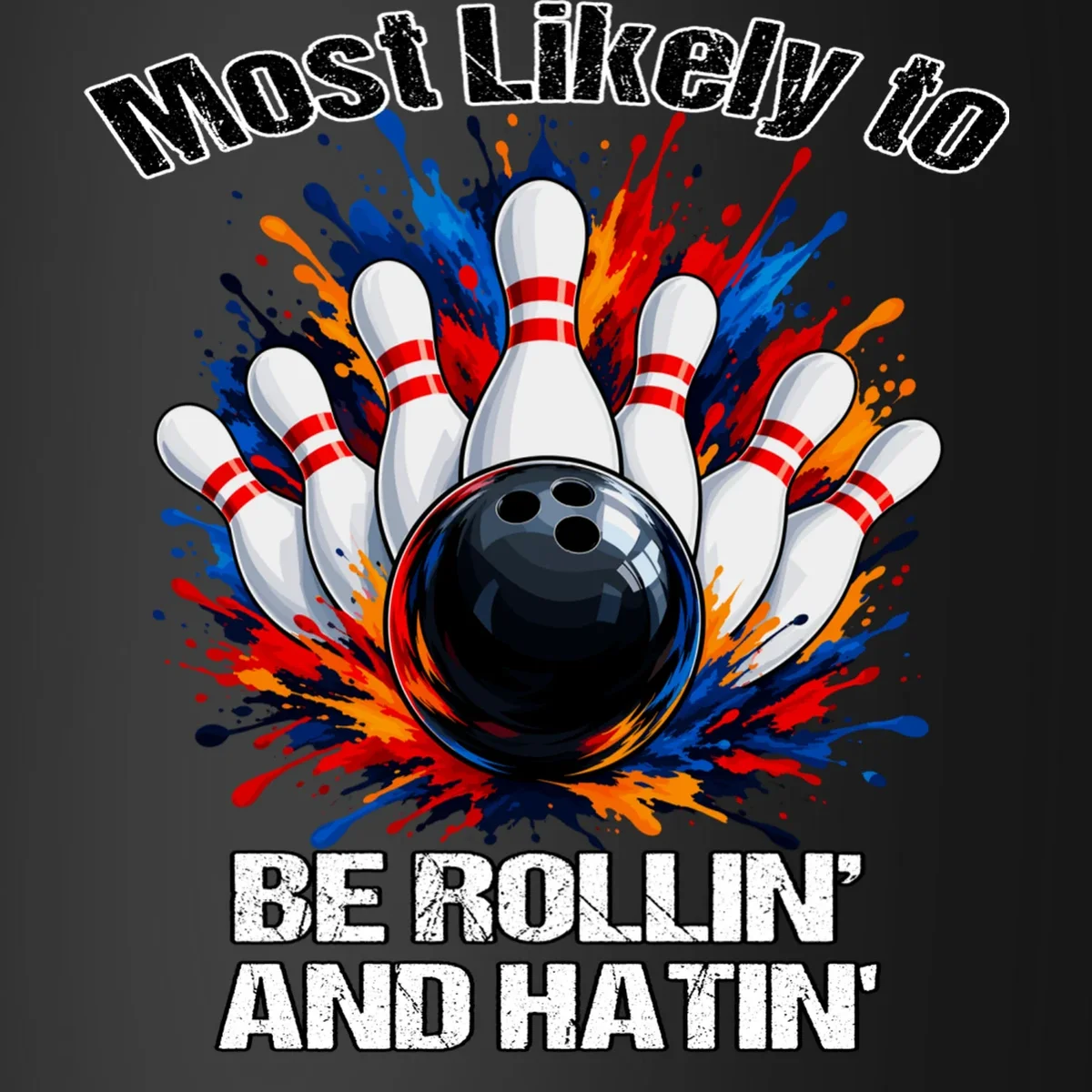 Colorful Bowling Strike – Retro Sports Graphic & Custom Text Coaster - Front - Close-up