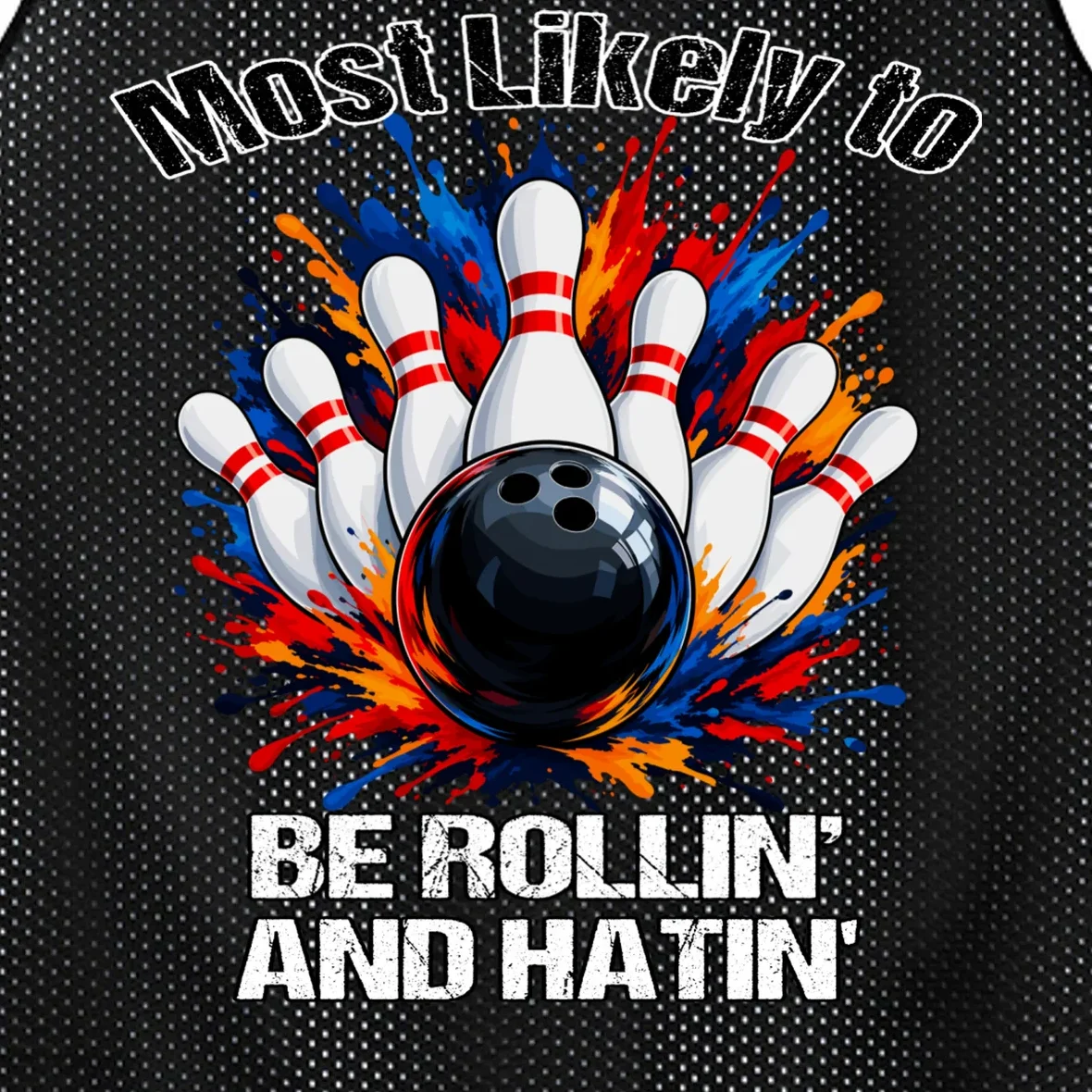 Colorful Bowling Strike – Retro Sports Graphic & Custom Text Men's Basketball Jersey - Front - Close-up