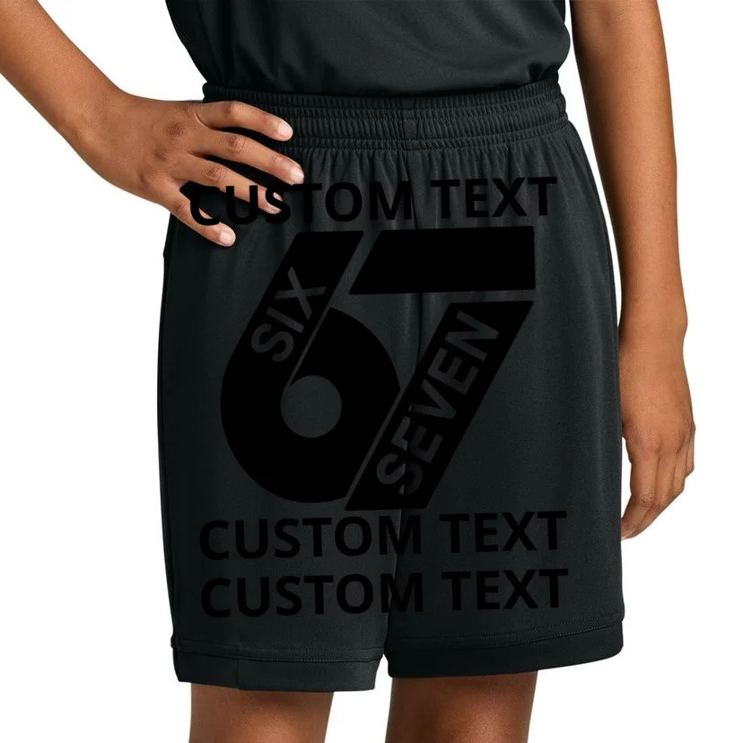 6-7 Meme Funny 67 Six Seven Custom Personalized Text Kids Shorts - Front 1