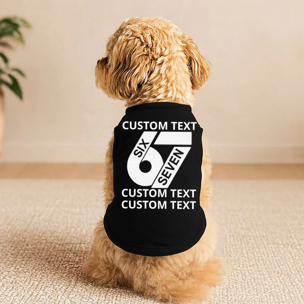 6-7 Meme Funny 67 Six Seven Custom Personalized Text Doggie Tank - Front 1
