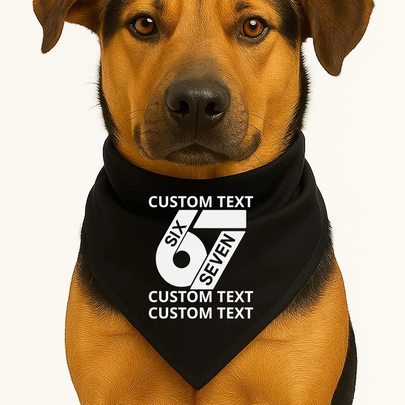 6-7 Meme Funny 67 Six Seven Custom Personalized Text Dog Bandana - Front 1