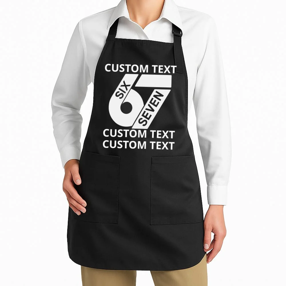 6-7 Meme Funny 67 Six Seven Custom Personalized Text Apron - Front 1