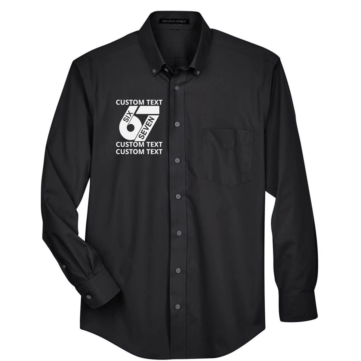 6-7 Meme Funny 67 Six Seven Custom Personalized Text Men's Button Up - Front