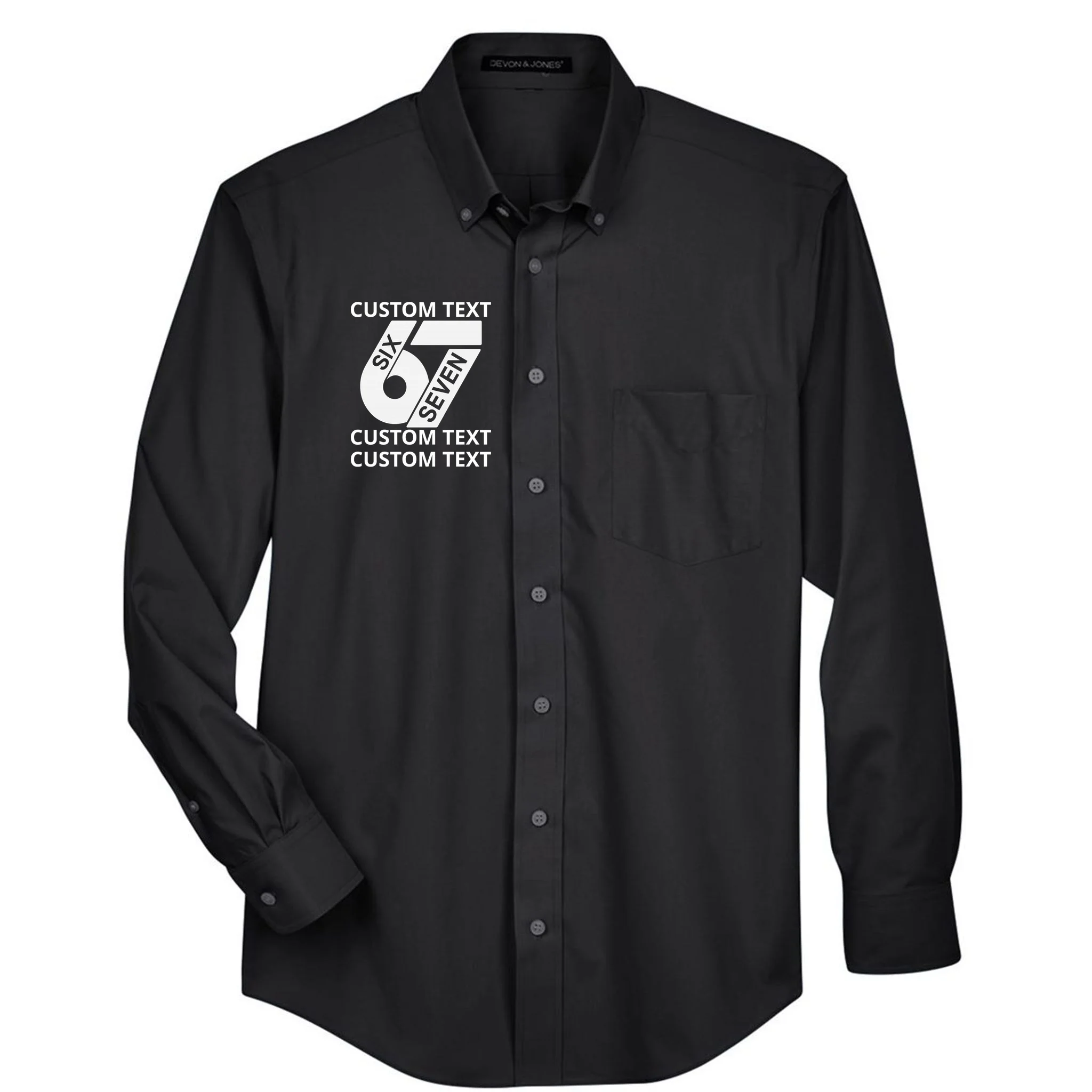 6-7 Meme Funny 67 Six Seven Custom Personalized Text Men's Button Up - Front