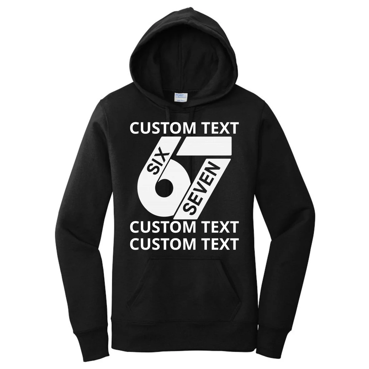 6-7 Meme Funny 67 Six Seven Custom Personalized Text Women's Pullover Hoodie - Front
