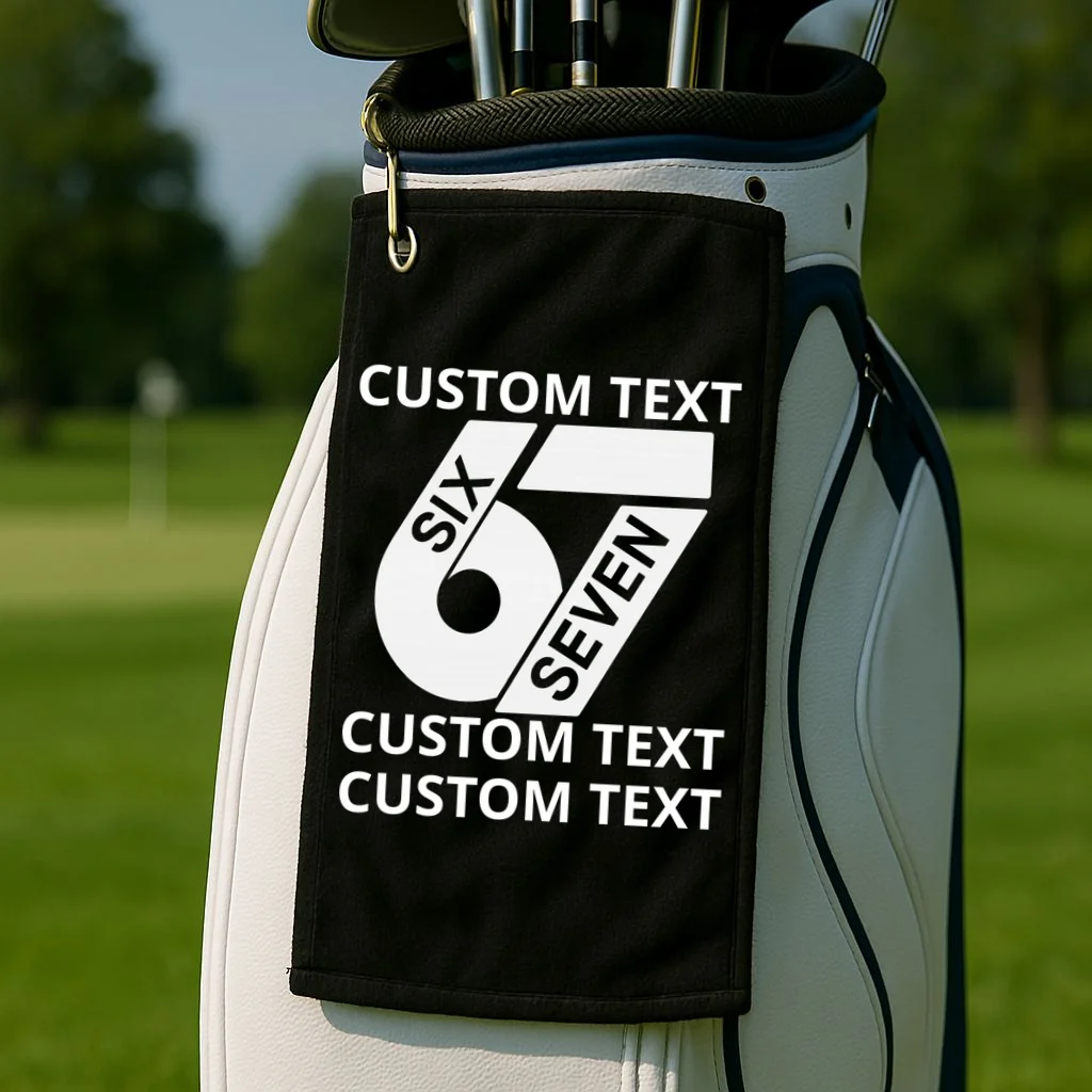 6-7 Meme Funny 67 Six Seven Custom Personalized Text Golf Towel - Front 2