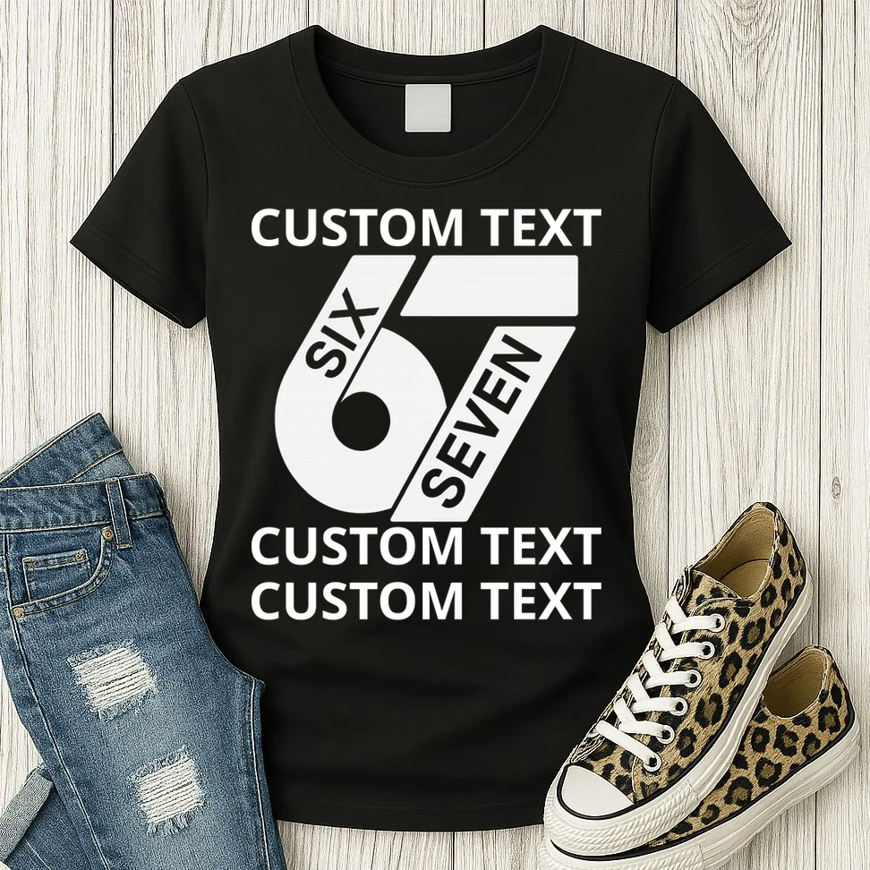 6-7 Meme Funny 67 Six Seven Custom Personalized Text Women's T-Shirt - Front 2