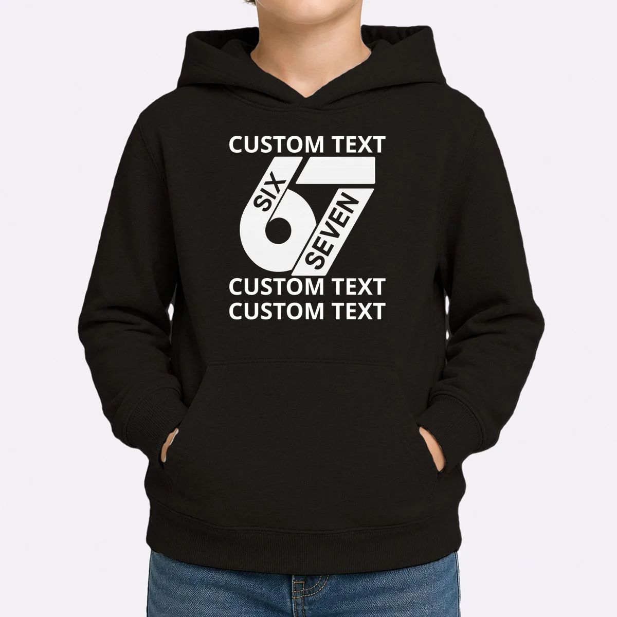 6-7 Meme Funny 67 Six Seven Custom Personalized Text Kids Hoodie - Front 1