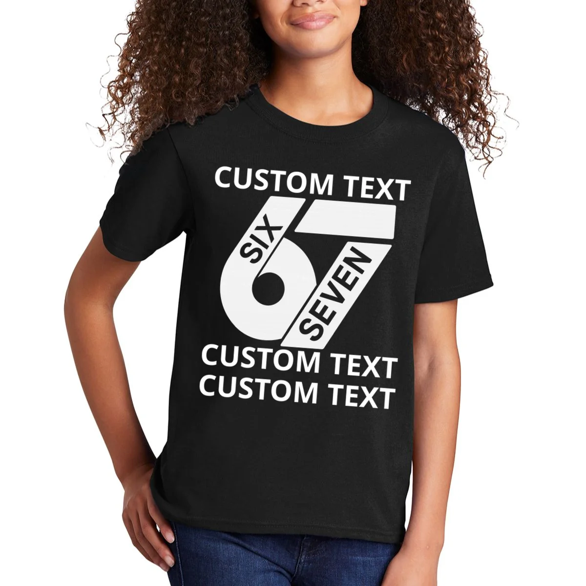 6-7 Meme Funny 67 Six Seven Custom Personalized Text Kids T-Shirt - Front 1