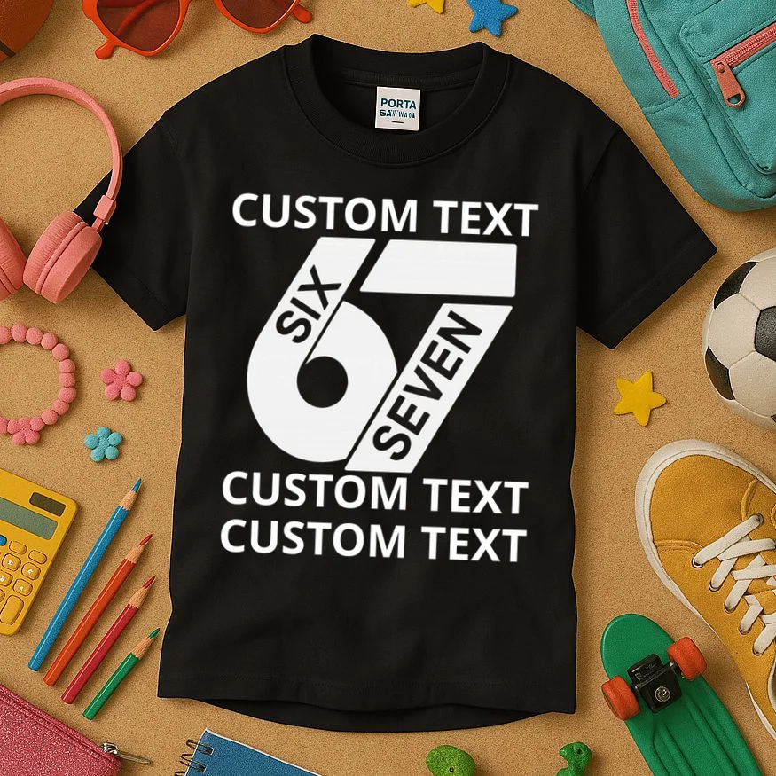 6-7 Meme Funny 67 Six Seven Custom Personalized Text Kids T-Shirt - Front 2