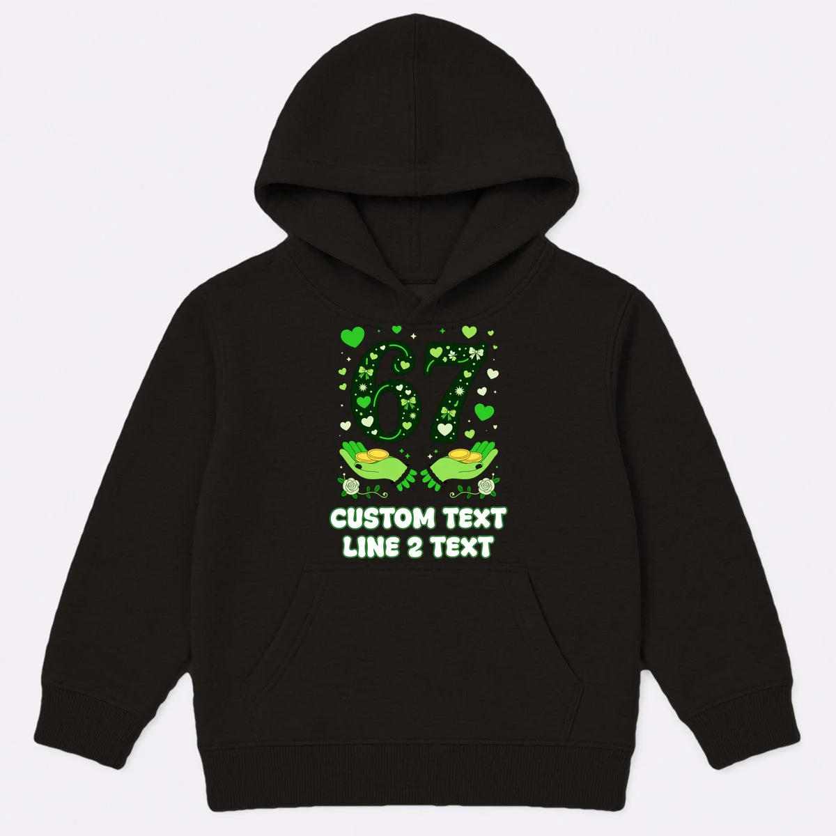 6-7 Meme Personalized St Patricks Day Custom Text Kids Hoodie - Front