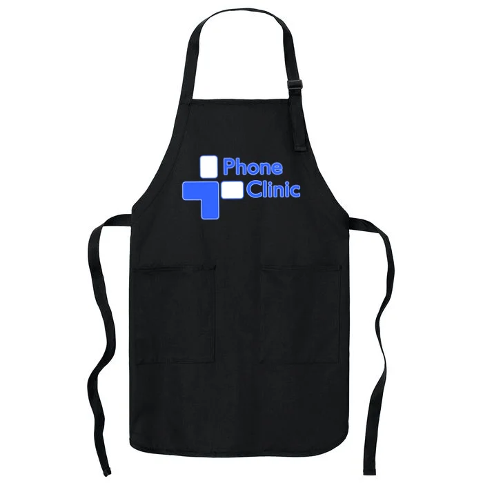 Phone Clinic Promo Full-Length Apron With Pockets - Front