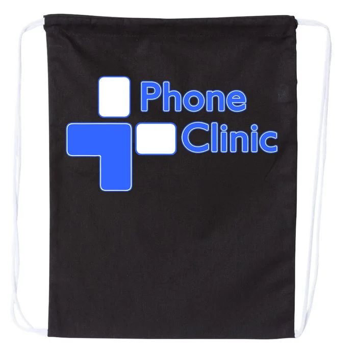 Phone Clinic Promo Drawstring Bag - Front