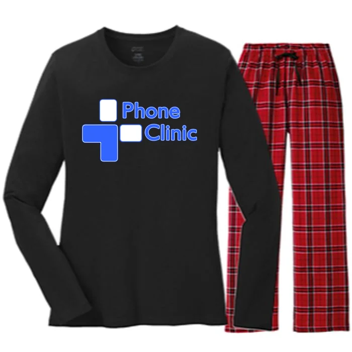 Phone Clinic Promo Women's Long Sleeve Flannel Pajama Set - Front