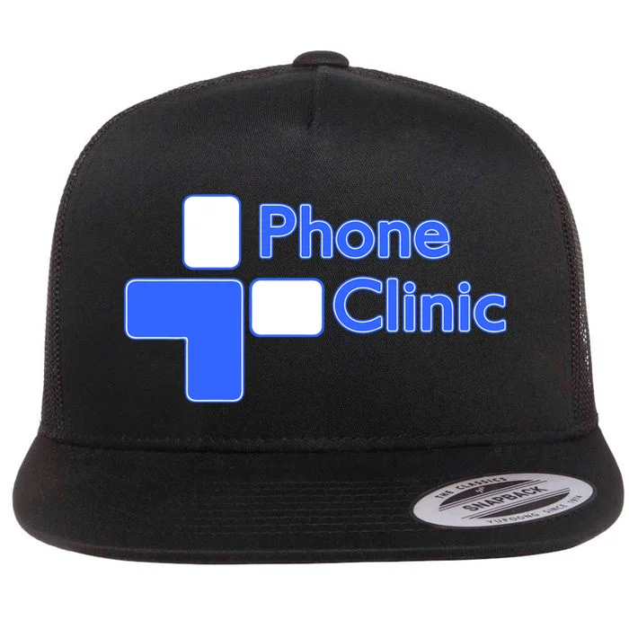 Phone Clinic Polo Flat Bill Trucker Hat - Front
