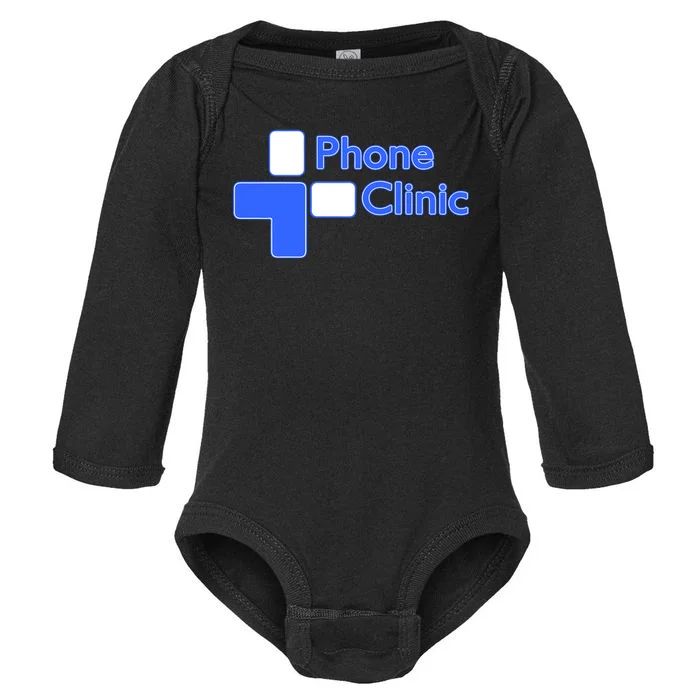 Phone Clinic Promo Baby Long Sleeve Bodysuit - Front