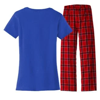 Personalized Autism Awareness Flag Custom Text Women's Flannel Pajama Set - Back