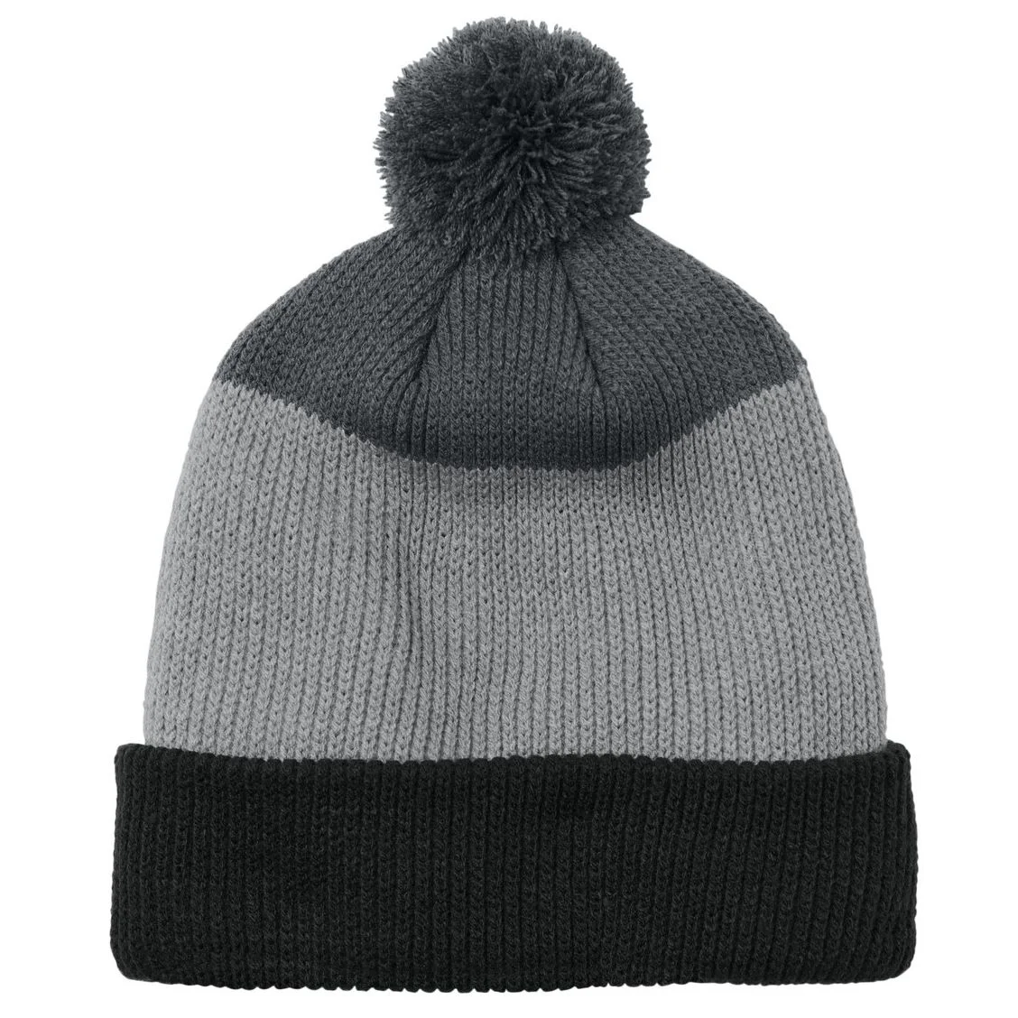 Create Your Own Custom Port Authority Cozy Striped Pom Beanie - Back
