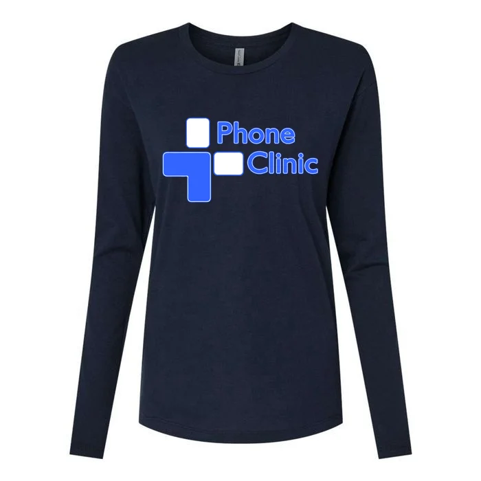 Phone Clinic Womens Cotton Relaxed Long Sleeve T-Shirt - Front