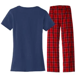 City or Text EMT Custom City or Text Personalized USA Flag Women's Flannel Pajama Set - Back