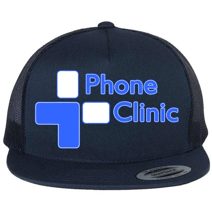 Phone Clinic Hat Flat Bill Trucker Hat - Front