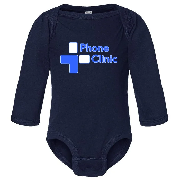 Phone Clinic Baby Long Sleeve Bodysuit - Front