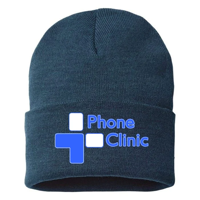 Phone Clinic Hat Sustainable Knit Beanie - Front