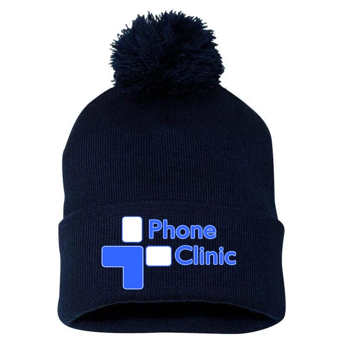 Phone Clinic Hat Pom Pom 12in Knit Beanie - Front