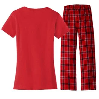 Personalized Patriotic American Flag Vintage Custom Text Women's Flannel Pajama Set - Back