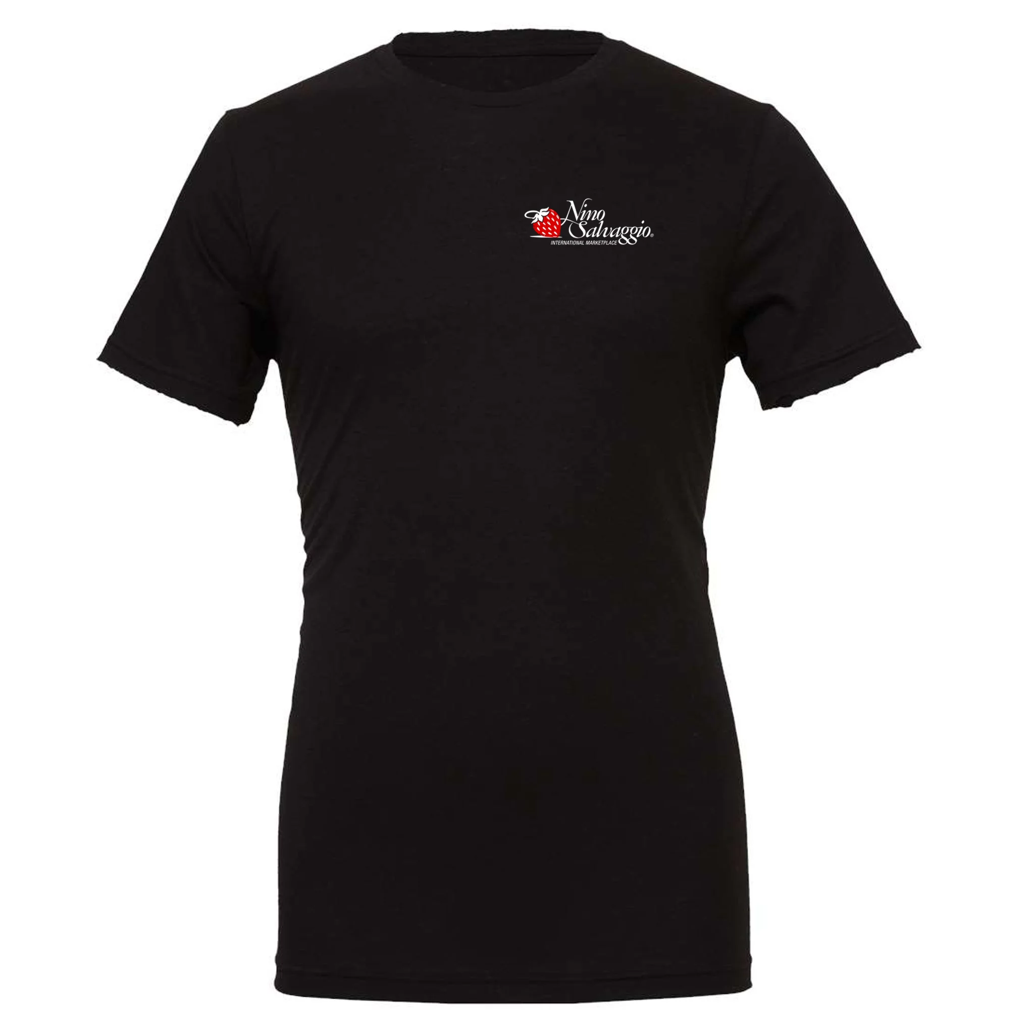 Nino Salvaggio With Strawberry White Logo - CVC Jersey Black T-Shirt - Front
