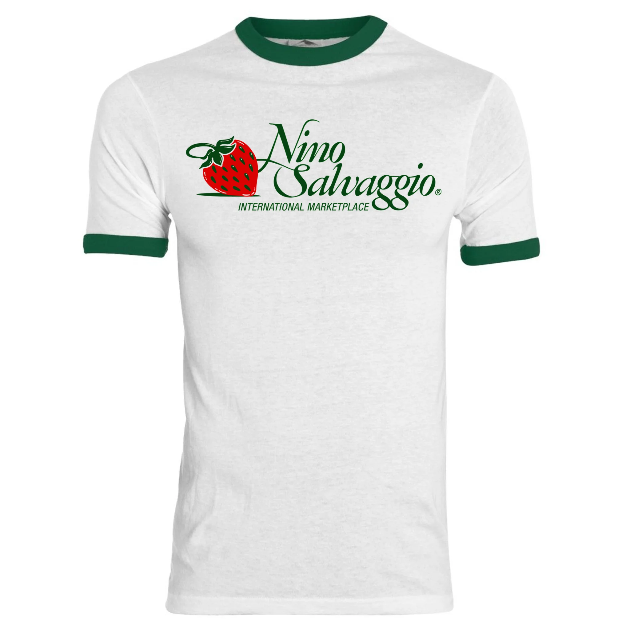 Nino Salvaggio Full Color White/ Dark Green Ringer T-Shirt - Front