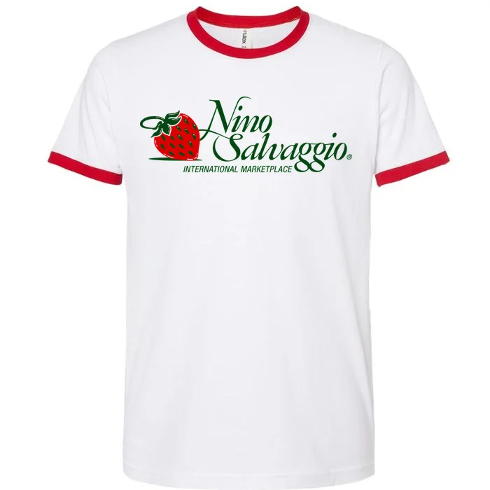 Nino Salvaggio Full Color Logo White/ Red Ringer T-Shirt - Front