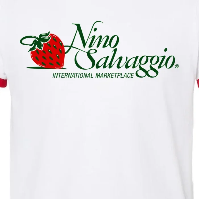 Nino Salvaggio Full Color Logo White/ Red Ringer T-Shirt - Front - Close-up