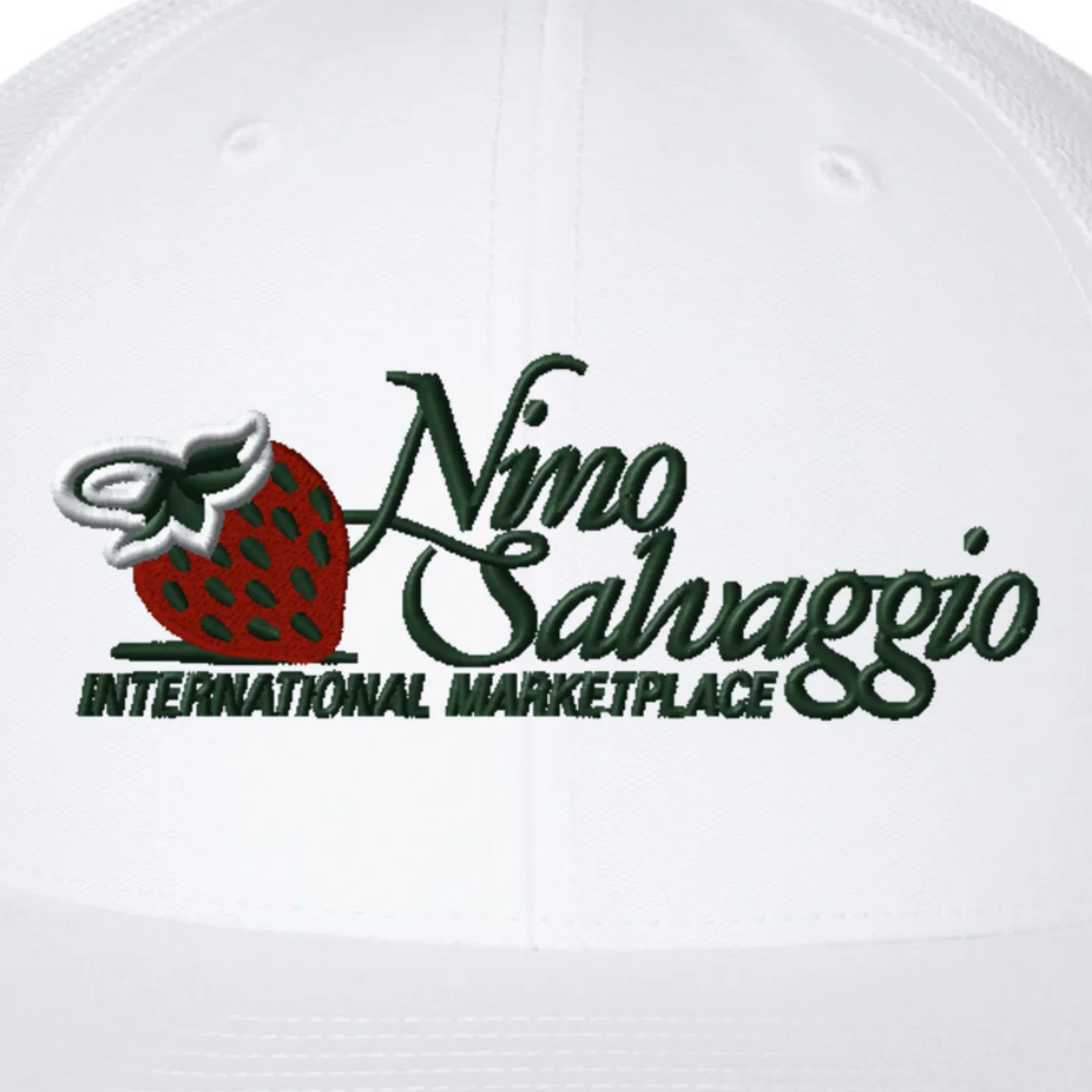 Nino Salvaggio White Snapback Trucker Hat Cap - Front - Close-up