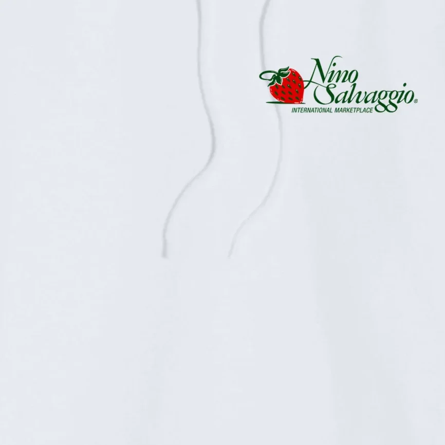 Nino Salvaggio Logo With Strawberry on Hip - Premium Hoodie - Front - Close-up