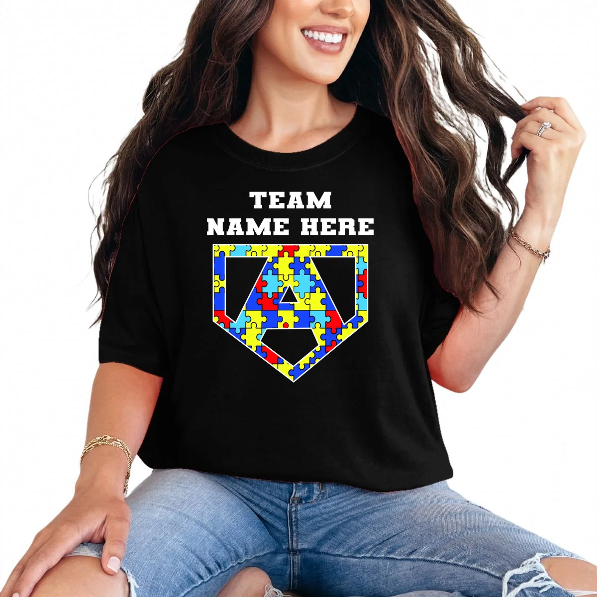 Autism Awareness Personalized Superhero Team Name Custom T-Shirt - Front