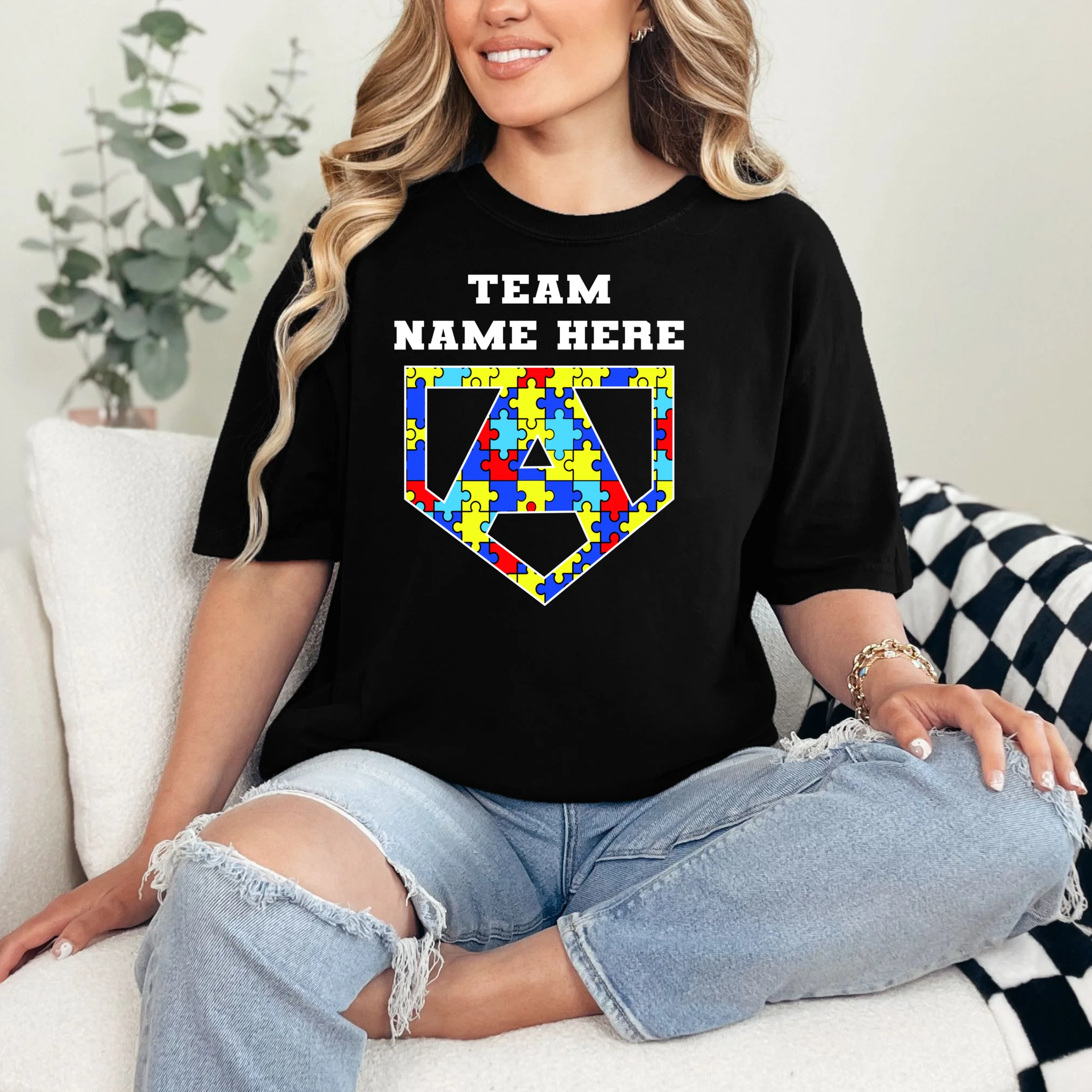 Autism Awareness Personalized Superhero Team Name Custom T-Shirt - Front 1