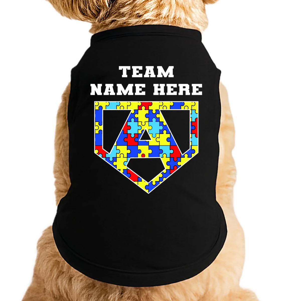 Autism Awareness Personalized Superhero Team Name Custom Doggie Tank - Front